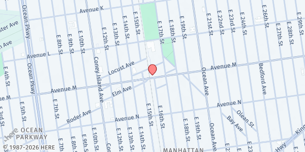 Map showing COJO Flatbush: Main at 1523 Avenue M, 3rd Floor, Brooklyn, NY