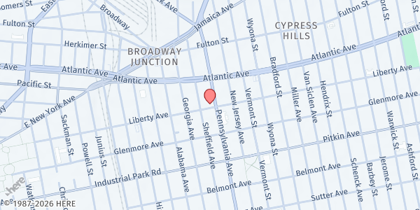 Map showing Cornerstone SDA Church at 138 Pennsylvania Ave, Brooklyn, NY