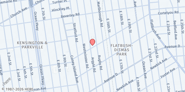 Map showing Cortelyou Greenmarket at 1305 Cortelyou Road, Brooklyn, NY