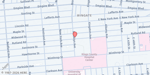 Map showing Crown Heights Community Outreach Center at 467 Rutland Road, Brooklyn, NY