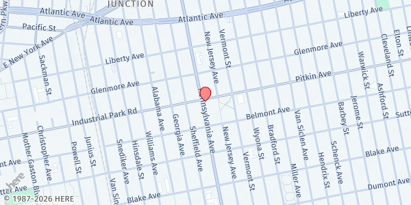 Map showing East NY D&T Center WIC at 2094 Pitkin Ave - Basement, Brooklyn, NY