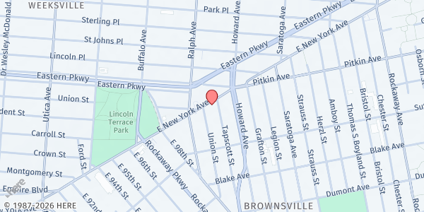 Map showing EBENEZER SDA CHURCH at 1234 EAST NEW YORK AVENUE, Brooklyn, NY