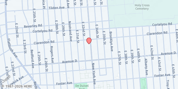 Map showing Ebenezer SDA at 1234 New York Ave, Brooklyn, NY