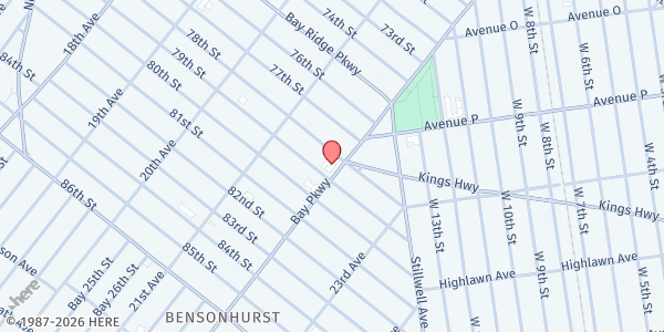 Map showing Edith and Carl Marks Jewish Community House of Bensonhurst at 7802 Bay Parkway, Brooklyn, NY
