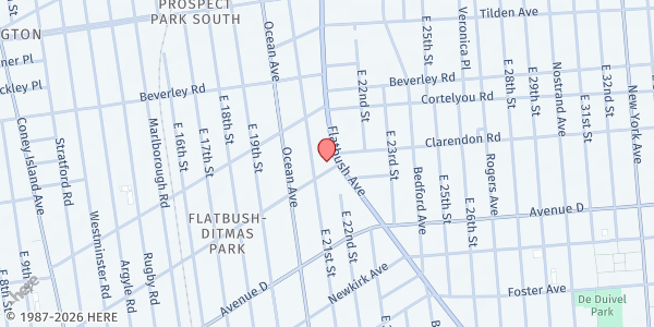 Map showing Emmaus SDA at 1144 Flatbush Ave, Brooklyn, NY