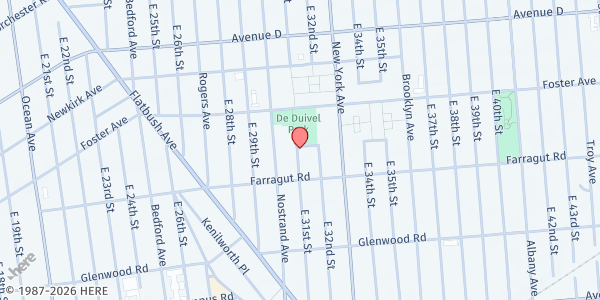 Map showing EVANGELICAL CRUSADE FOOD PANTRY at 557 EAST 31ST STREET, Brooklyn, NY