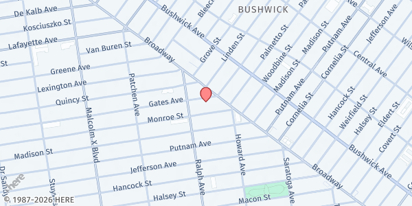 Map showing Faith Assemblies of God - Soup Kitchen at 1014-18 GATES AVENUE, Brooklyn, NY