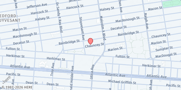 Map showing Faith Based Food Distribution and Development Corp - Brooklyn at 121 Chauncey St, Brooklyn, NY