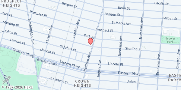 Map showing FAMILY LIFE DEVELOPMENT CENTER at 1476 Bedford Ave, Brooklyn, NY