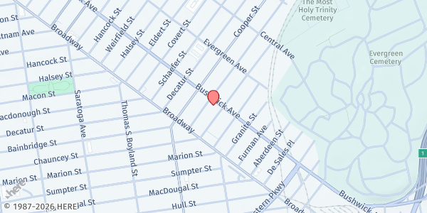 Map showing Family Services Network of New York - Main Location at 1420 BUSHWICK AVENUE, Brooklyn, NY