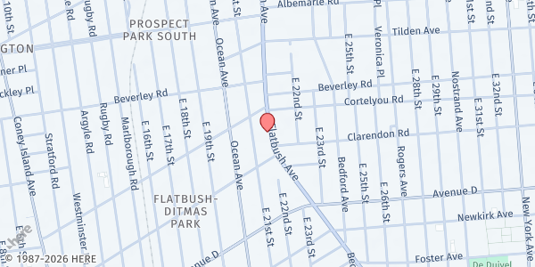 Map showing Fernande Valme' Ministries Inc. - Brooklyn at 1120 FLATBUSH AVENUE, Brooklyn, NY