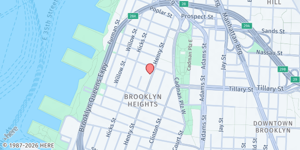 Map showing First Presbyterian Church of Brooklyn at 124 Henry St, Brooklyn, NY