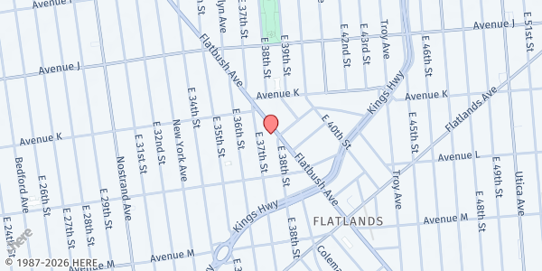 Map showing FLATBUSH COMMUNITY FUND at 1860 FLATBUSH AVENUE, Brooklyn, NY