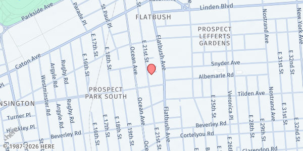Map showing Flatbush SDA Church at 261 East 21st Street, Brooklyn, NY
