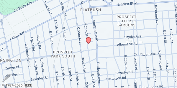 Map showing Flatbush SDA at 261 E 21st., Brooklyn, NY