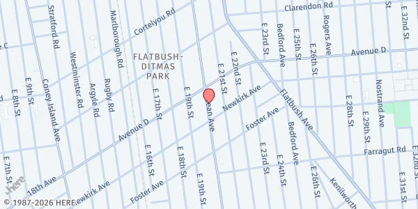Map showing Fort Greene Hazel Brooks Neighborhood Center at 961 Ocean Ave, Lower Level, Brooklyn, NY