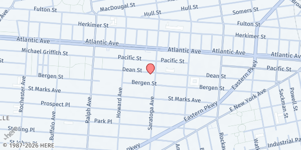 Map showing Glover Memorial Baptist Church - Food Pantry at 2134 DEAN STREET, Brooklyn, NY