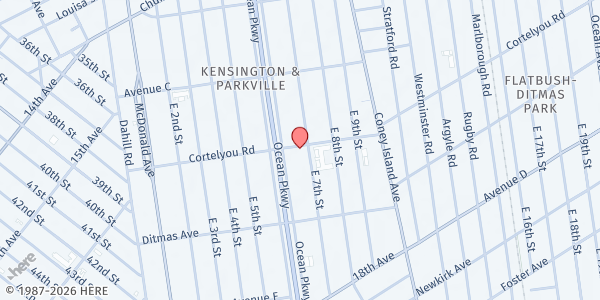 Map showing Goke Pantry at 622 CORTELYOU ROAD, Brooklyn, NY