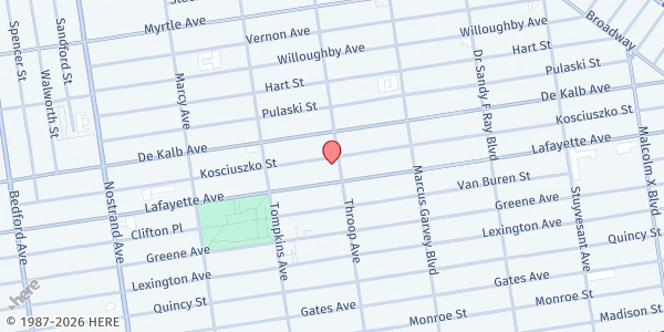 Map showing Golden Harvest Food Pantry at 376 THROOP AVENUE, Brooklyn, NY