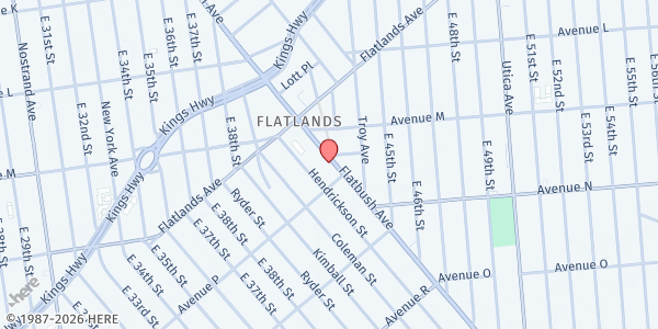 Map showing Grant House Unity Corp at 2046 Flatbush Ave, Brooklyn, NY