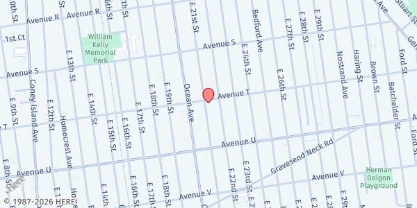 Map showing Hannah Kosher Food Shabbat Foundation - Brooklyn at 2102 Ave T, Brooklyn, NY