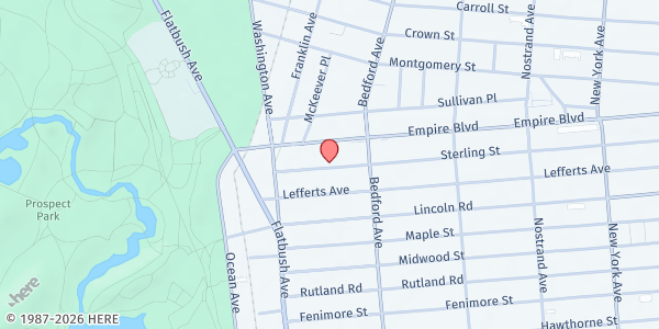 Map showing Helping Hands Food Pantry (St. Augustine Church) at 47 Sterling Place, Brooklyn, NY