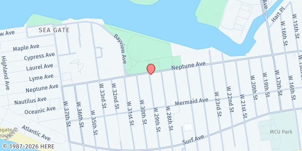 Map showing HOLDING HANDS MINISTRIES - Food Pantry at 2828 NEPTUNE AVENUE, Brooklyn, NY