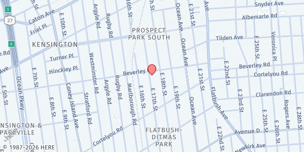 Map showing Holy Innocents Church at 279 East 17th Street, Brooklyn, NY