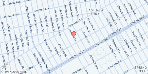 Map showing House of David Worship Center at 747 Hendrix St, Brooklyn, NY