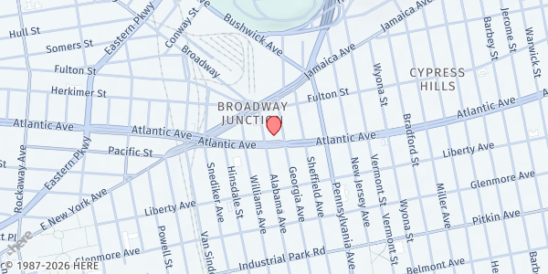 Map showing ICL CHN Food Pantry at 2581 Atlantic Ave, Brooklyn, NY