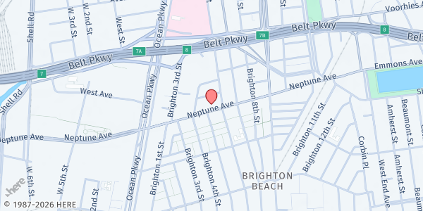 Map showing ICNA Relief USA, Brooklyn Pantry at 273 NEPTUNE AVENUE, Brooklyn, NY