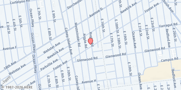 Map showing ICNA Relief USA Coney Island Pantry (Quba) at 1323 FOSTER AVENUE, Brooklyn, NY
