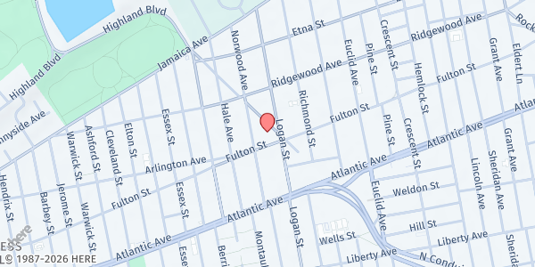 Map showing Iglesia Cristiana La Hermosa at 3161 Fulton St, Brooklyn, NY