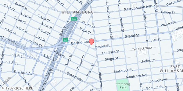 Map showing Iglesia de Dios de la Profecia at 414 Hooper Street, Brooklyn, NY