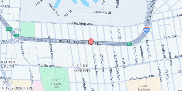 Map showing Iglesia Pentecostal Arca de Salvacion at 72 Vanderbilt Ave., Brooklyn, NY