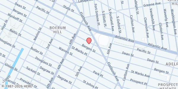 Map showing IMMANUEL FIRST SPANISH UNITED METHODIST CHURCH at 424 DEAN STREET, Brooklyn, NY