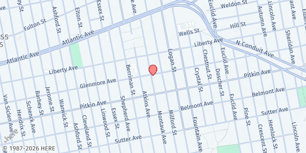 Map showing Isaiah's Temple of MT Hope SBC at 862 GLENMORE AVE, Brooklyn, NY