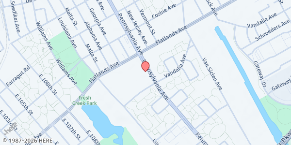 Map showing JCC of Canarsie Food Pantry at 1170 Pennsylvania Ave, Brooklyn, NY