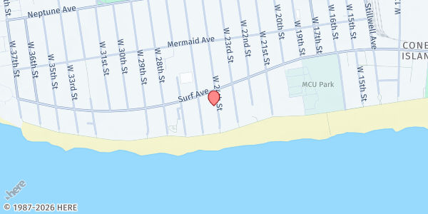 Map showing Jewish Community Council of Greater Coney Island - Food Pantry at 3024 West 24 Street, Brooklyn, NY