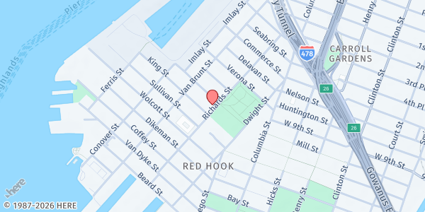 Map showing Joseph P Addabbo Family Health Center - WIC Office at 120 Richards St, Brooklyn, NY