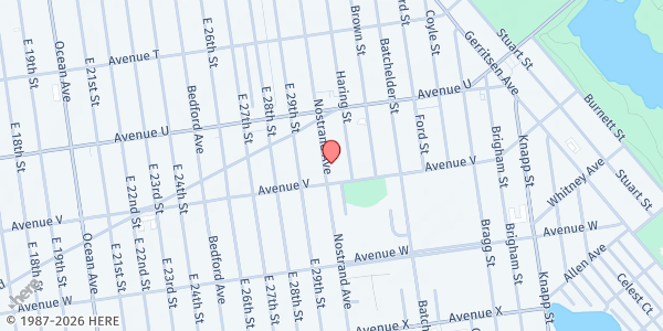 Map showing Kingsbay Y at 3495 Nostrand Avenue, Brooklyn, NY