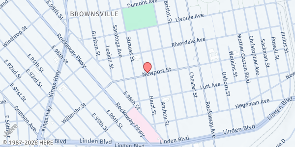 Map showing Little Jerusalem House of Prayer at 447 HERZL STREET, Brooklyn, NY