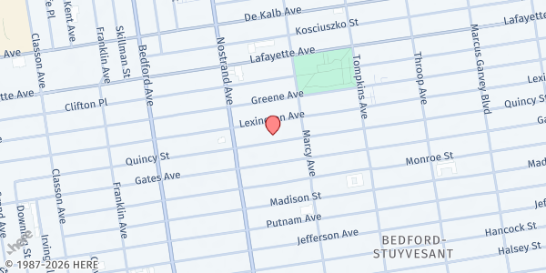 Map showing Macedonia Church of Christ Disciples of Christ, Inc. at 289 Quincy Street, Brooklyn, NY