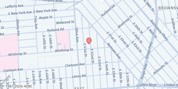 Map showing Maranatha SDA Church Food Pantry  at 899 Winthrop Street , Brooklyn , NY