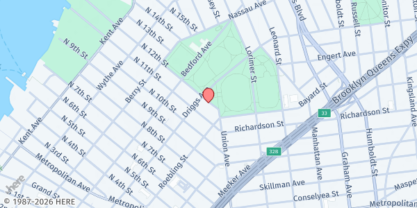 Map showing McCarren Park Greenmarket at 228 North 12th Street, Brooklyn, NY