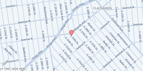 Map showing Met Council - Bnai Raphael at 3486 Flatlands Avenue, Brooklyn, NY