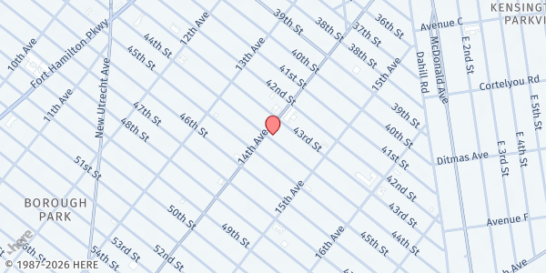Map showing Met Council - Boro Park Chesed Center at 4319 14th Ave, Brooklyn, NY