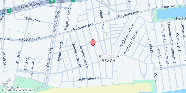 Map showing Met Council - Shorefront JCC at 3014 Brighton 6th Street, Brooklyn, NY