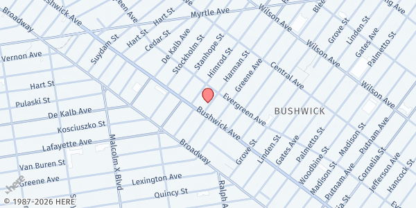 Map showing Metro World Child - Alabama Food Pantry at 11 Harman ST, Brooklyn, NY