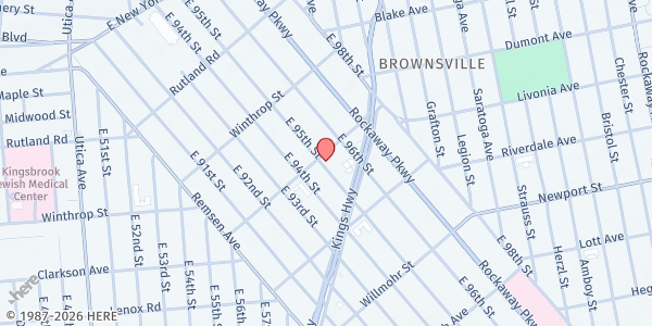 Map showing Mizpah Assemblies Inc at 1100 Clarkson Ave, Brooklyn, NY
